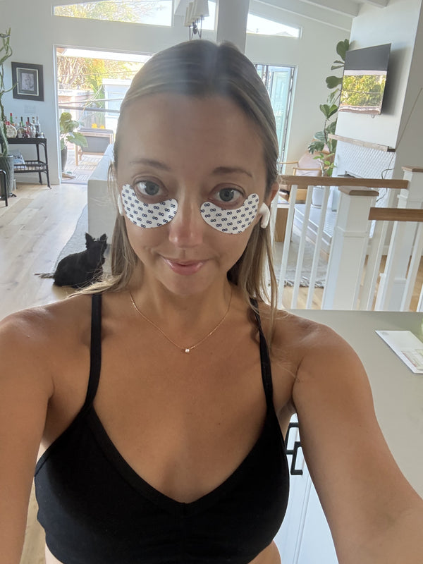 Loop community member wearing GHK-Cu Glow Eye Patches